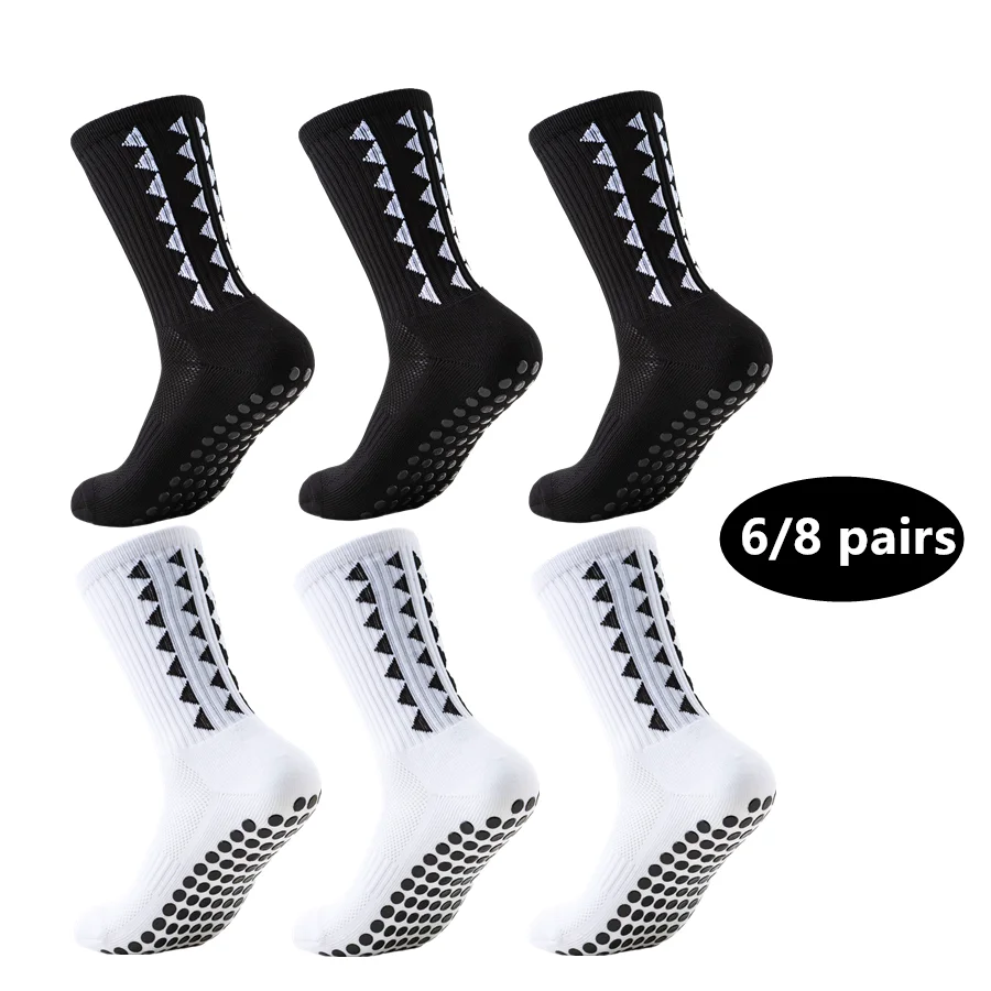 6/8pairs Mens Womens Outdoor Hiking Socks Towel Base Non Slip Grip Shock Absorb For Football Tennis Skate Cycling Rugby