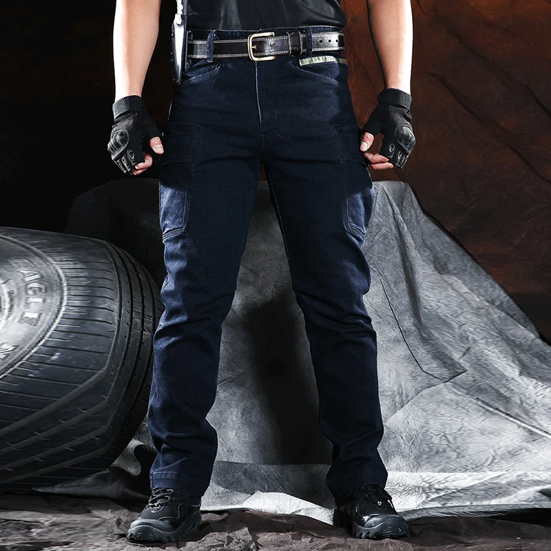 

Commuter Tactical Jeans Men SWAT Combat Multi-pocket Denim Pants Male Wear-resistant Army Cowboy Joggers Pantalon Homme S-2XL