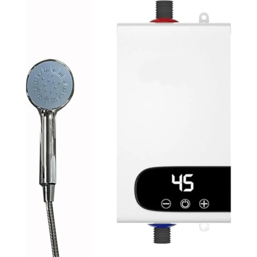 Under sink tankless electric water heater, stainless steel, white, 3000W 110V instant hot water on demand for bathroom shower k