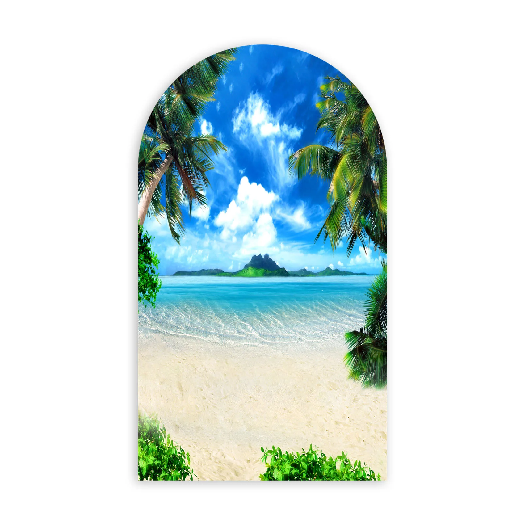 

Palm Beach Arch Backdrop Cover Elastic Fabric Birthday Party Decorations Summer Background,Bilayer Cloth GX-2266