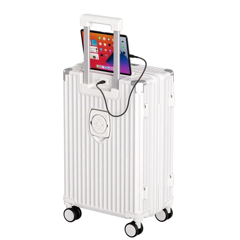 Valise Trolley à Bagages Multifonctionnelle avec Porte-Gobelet, Valise à Roues Universelle Durable avec Mot de Passe pour Homme et Femme, Étudiant, 20 Pouces