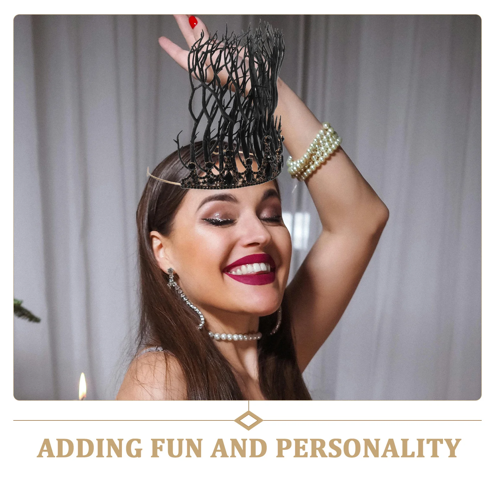 

Baroque Style Crown Hairband Gothic Branch Rhinestone Decor Party Hair Hoop Women Costume Accessory Comfortable Fit