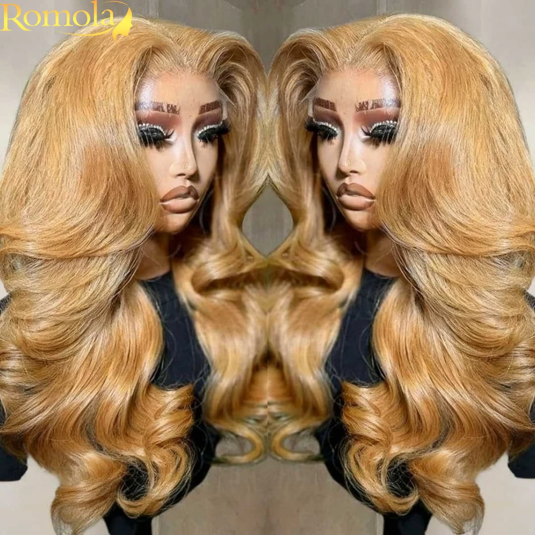 

27 Медовый блондин Объемная волна Парик Человеческие волосы 13x6 Парик из натуральных волос на фронтальной части шнурка 250 Плотность 13x4 Парик из человеческих волос медового блондинка для женщин