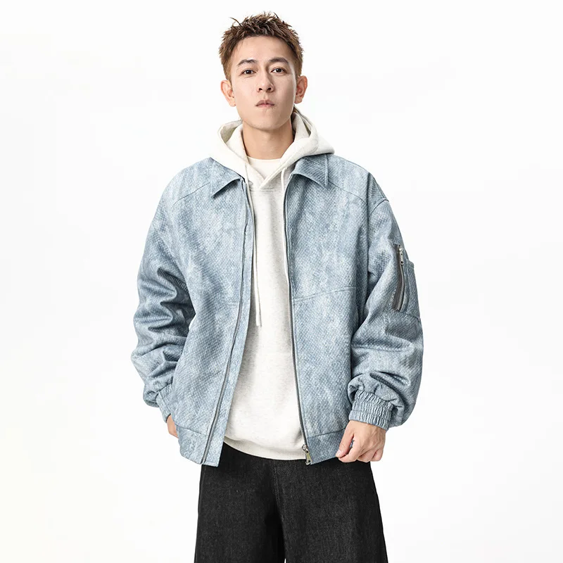 

New American Style Trendy Starry Imitation Men, Loose Fit, Large Size, Casual Turn-Down Collar S