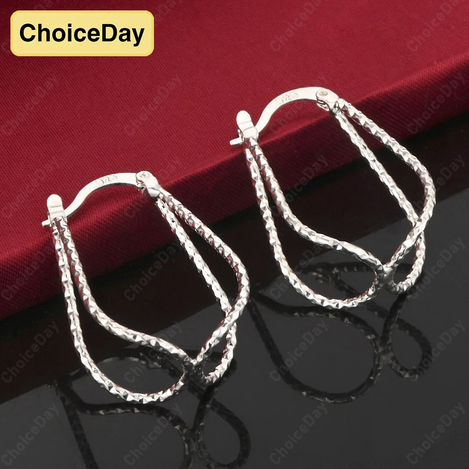 

ChoiceDay 925 Sterling Silver Exquisite Geometric Hoop Earrings Women Gift Jewelry Accessories Party