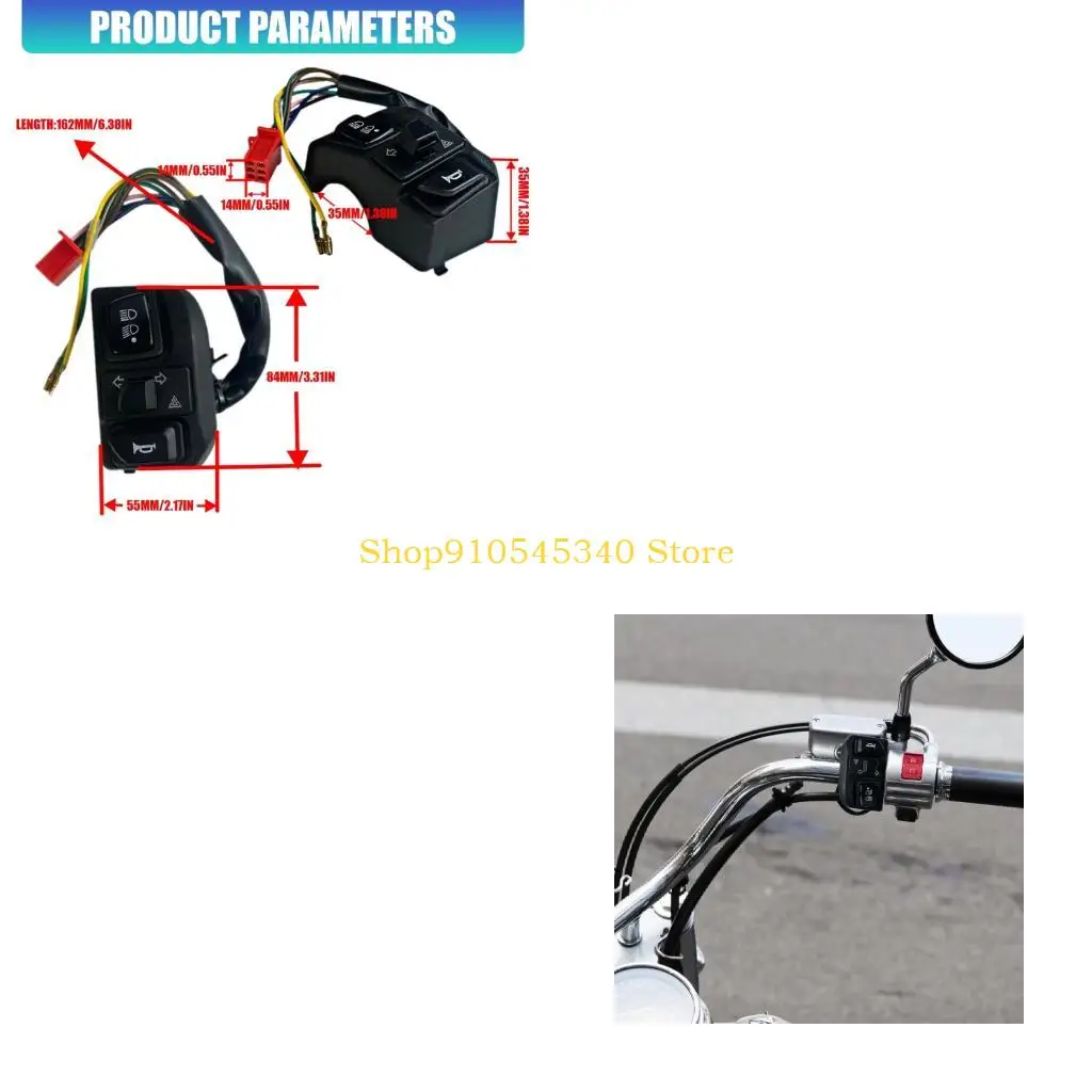 U2JA Quick Response Motorcycle Button Switches Starter Stop Switches for Various Motorcycles Simple Installation Design