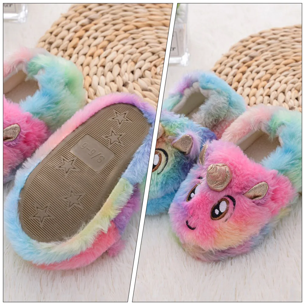 

1 Pair Warm Indoor Slip-On Children Sole Slip-On Slippers Mute Sole Bedroom Shoes Skid-Proof Children Slippers