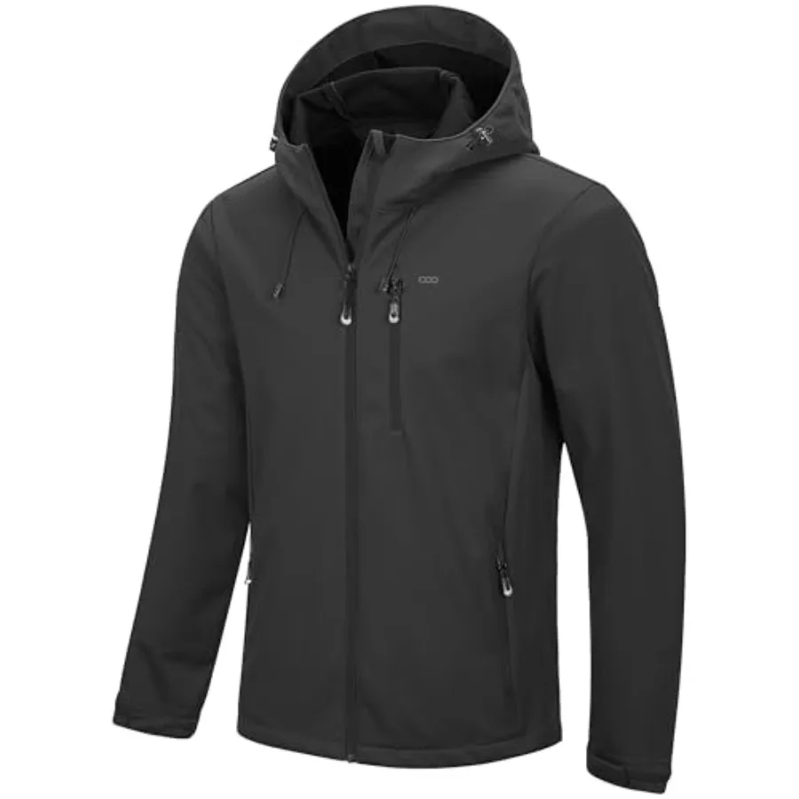

33, 000Feet Men's Softshell Jacket with Hood Waterproof Windbreaker Lightweight Rain Shell Jacket for Outdoor Hiking Travel