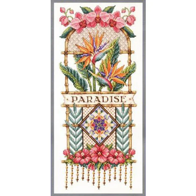 Amishop Gold Collection Counted Cross Stitch Kit Paradise Floral Orchid Flower Flowers