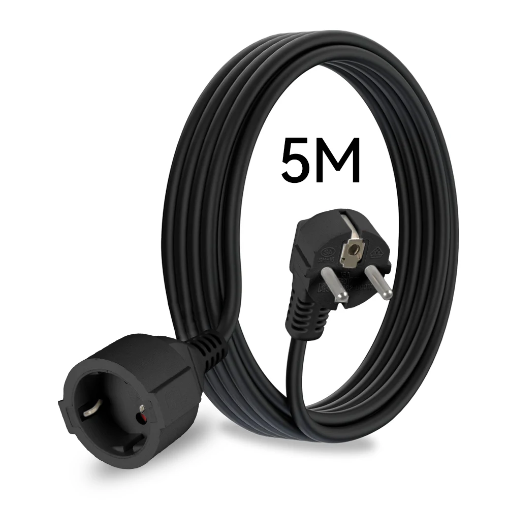 3M/5M/10M EU-Stecker Stromverlängerungskabel Flachkopf-Schutzkontakt-Steckdose Europäischer Standard 16A/250V 1,0mm² 3680W