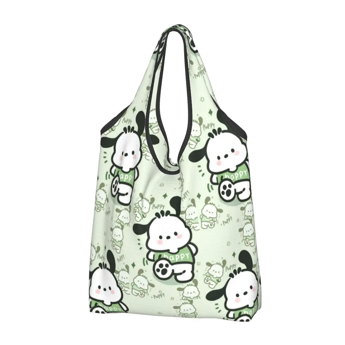 Custom Pochacco Sanrio Cartoon Groceries Shopping Tote Bags Women Cute Shopper Shoulder Bag Big Capacity Handbags