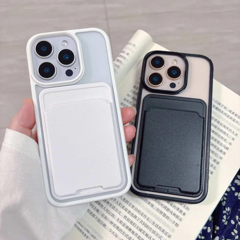 Candy Color Card Holder Bag Case For iPhone 17 16 15 14 13 12 11 Pro Max X XS XR 8 7 Plus Slot Wallet Shockproof Bumper Cover - náhled 2