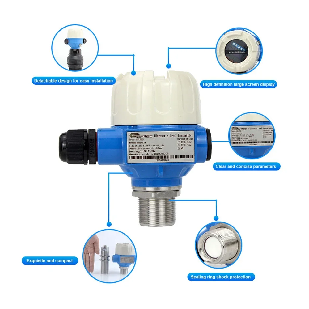 High Accuracy 1M 2M 3M 4-20mA Rs485 Digital Level Meter Ultrasonic Level Transmitter Ultrasonic Level Sensor