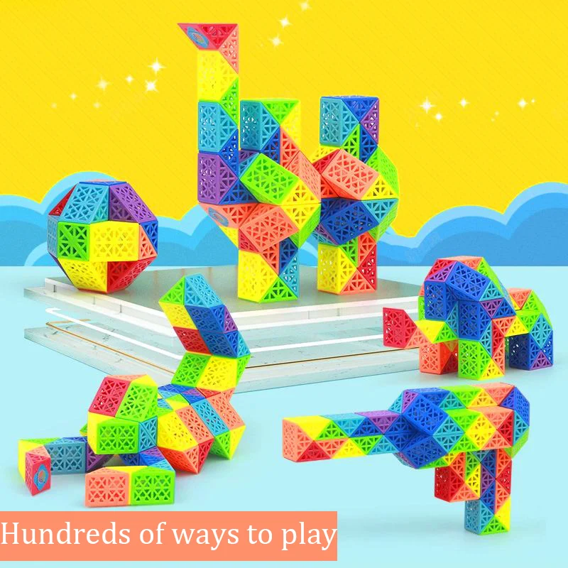 SENGSO Hollow Magic Ruler 24/36/48/60/72 Segments Blocks Magic Snake Cube Fidget Toy for Kids a Fun and Entertaining Puzzle Cube