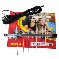 Mini HDTV Outdoor Digital Amplified VHF UHF TV Antenna Yagi Antenna 20 Element 47-860MHz HD 4K 1080P FM Radio Multiple Programs
