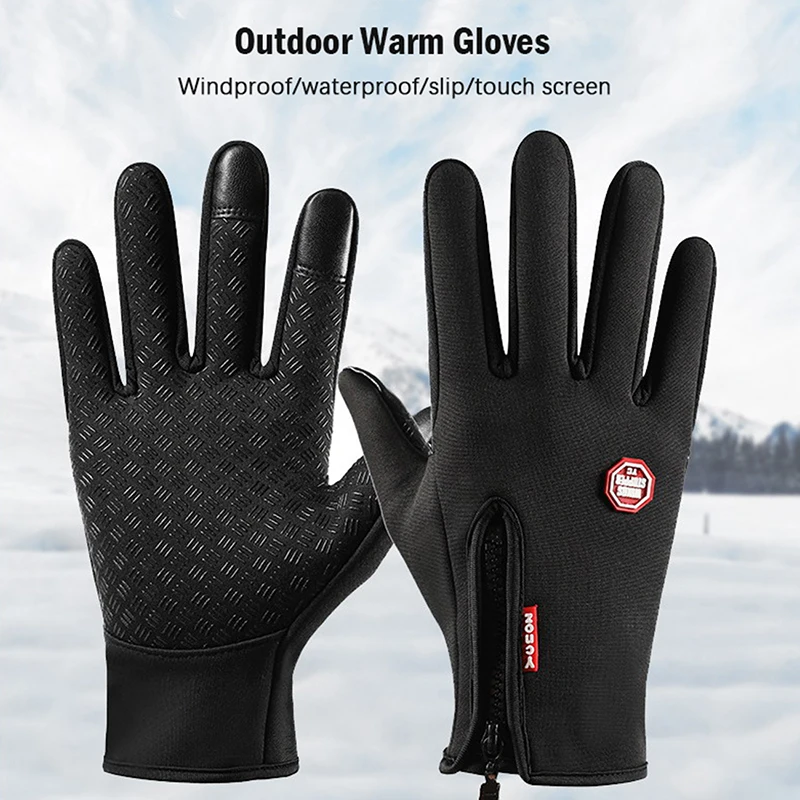 Outdoor Winter Gloves Waterproof Moto Thermal Fleece Lined Resistant Touch Screen Non-slip Motorbike Riding