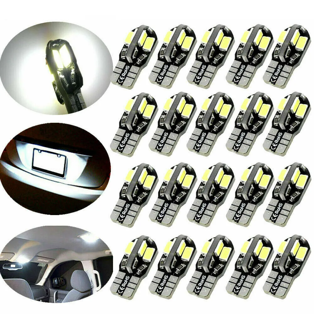 

20PCS led Car Interior Bulb Canbus Error Free T10 White 5730 8SMD LED 12V Car Side Wedge Light White Lamp Auto Bulb Car Style