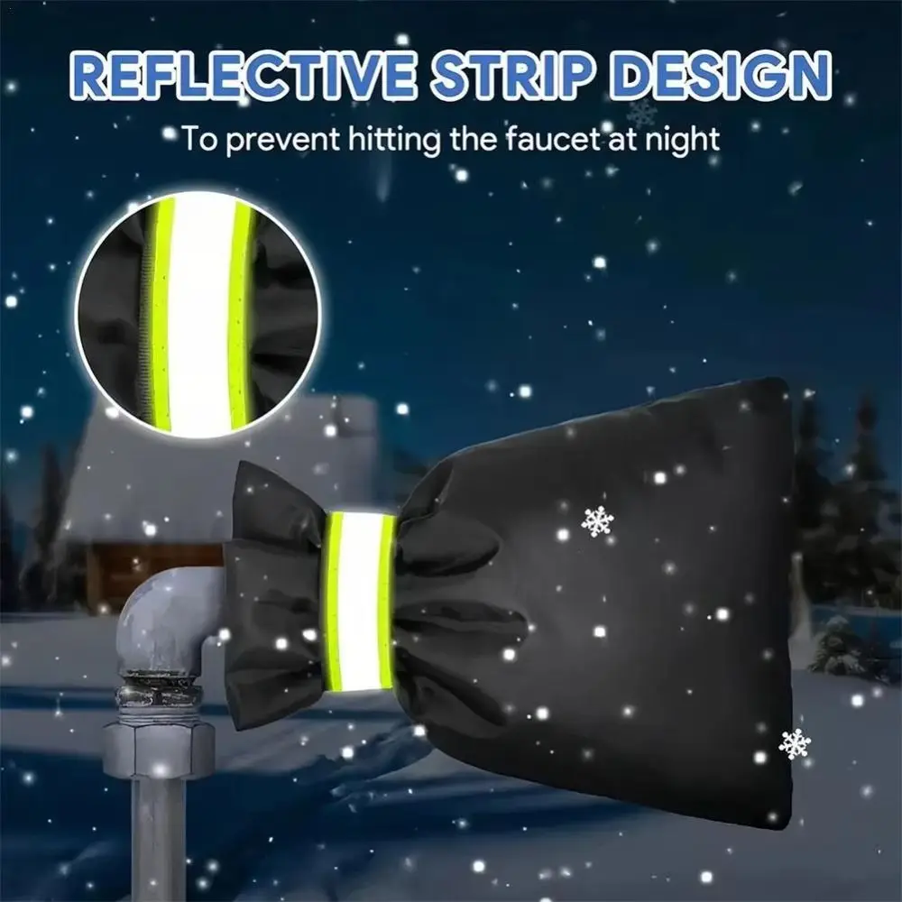 

Waterproof Frost-Proof Faucet Covers Freeze Protection Insulated Spigot Covers with Reflective Strips Thicken
