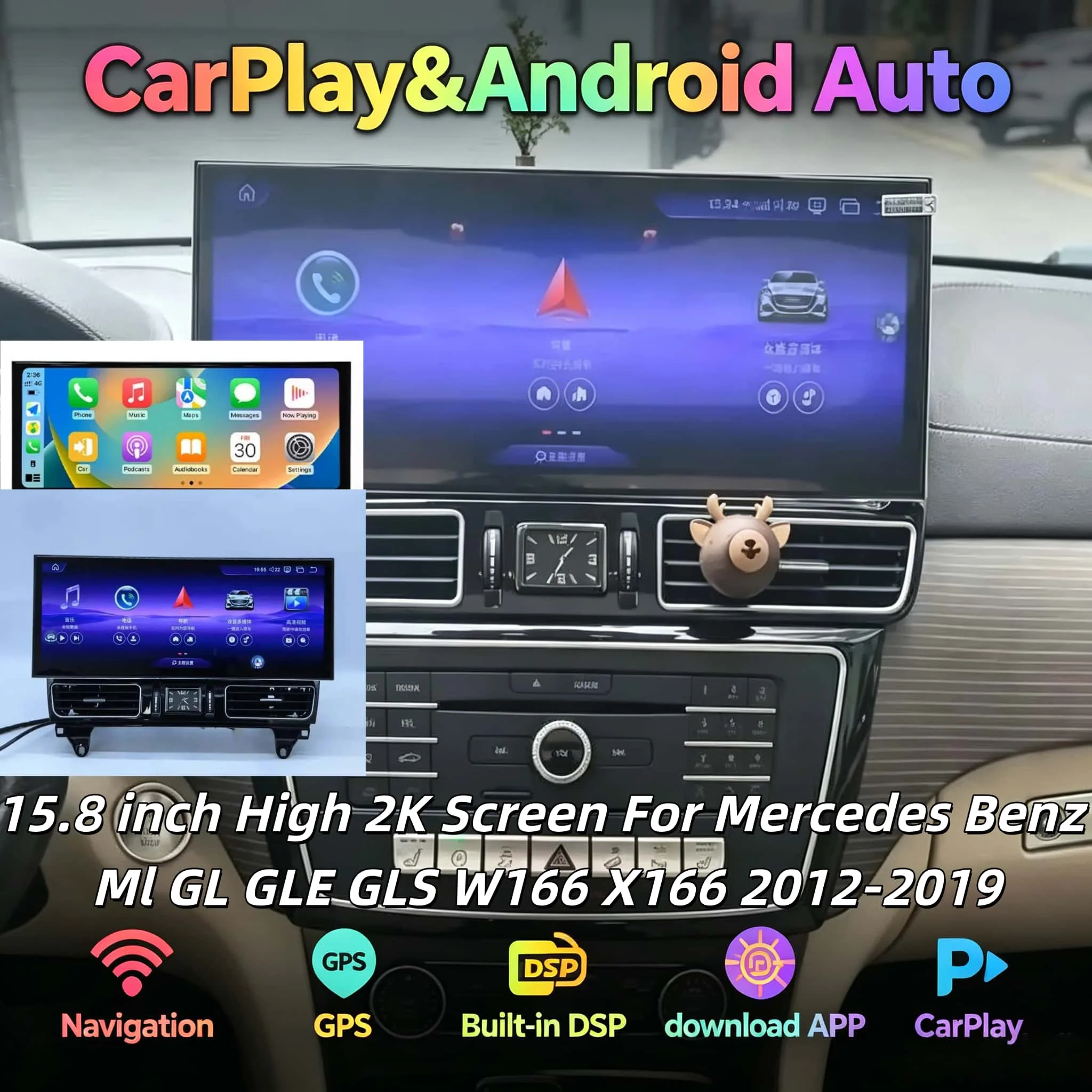 

Auto Android Video Player Multimedia For Mercedes Benz Ml GL GLE GLS W166 X166 2012-2019 CarPlay GPS Navigation Stereo 4G DSP