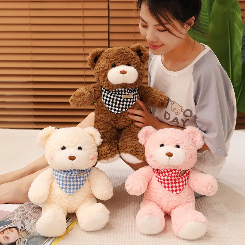 30/40cm Kawaii New Bear Doll Plush Toys Pink White Room Ornament Lying Pillow Toy Birthday Christmas Gift