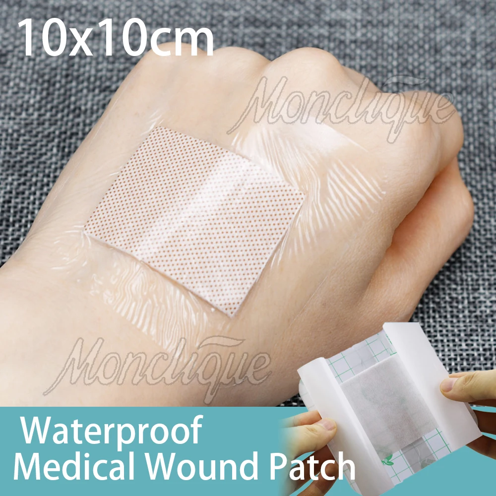 

10PCS 10x10cm Transparent PU Waterproof Wound Plaster Band Aid Adhesive Bandage Protective Sticker Outdoor Home First Aid Best