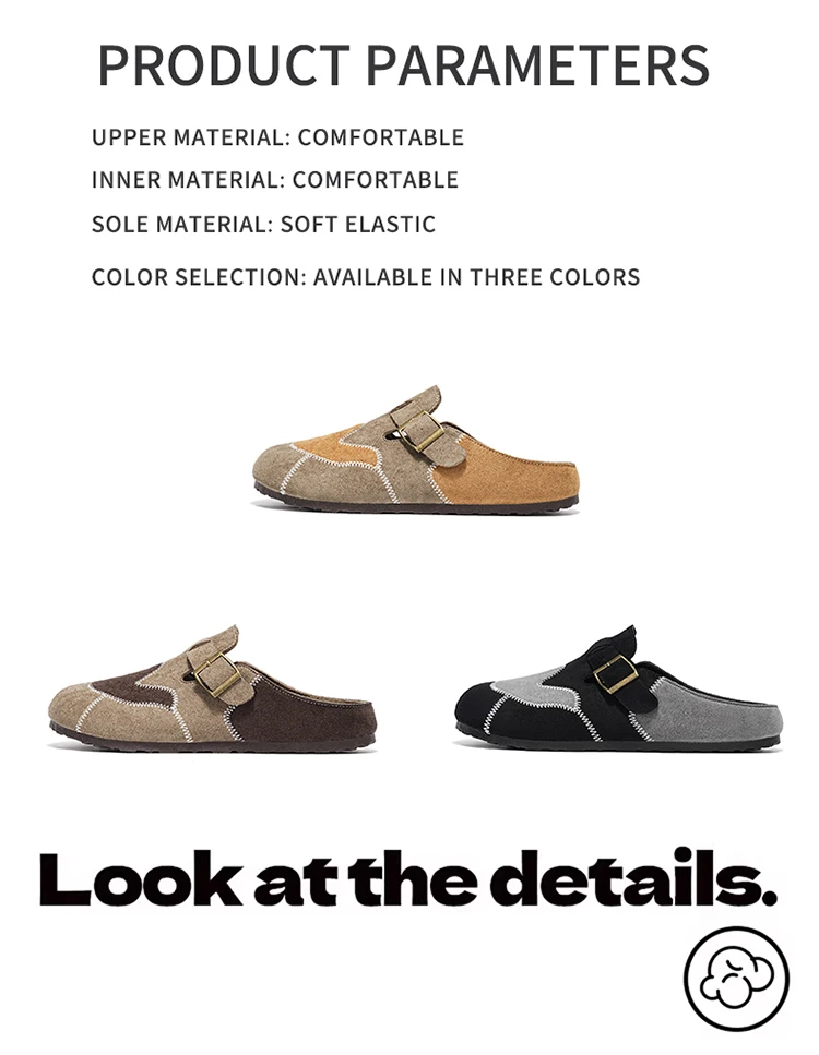 Retro-Farbblock-Mode, vielseitige Mules für Herren, Sandalen mit offenem Rücken und geschlossener Zehenpartie, bequeme Freizeit-Halbschuhe mit weicher Sohle für den täglichen Gebrauch. – Detail 2