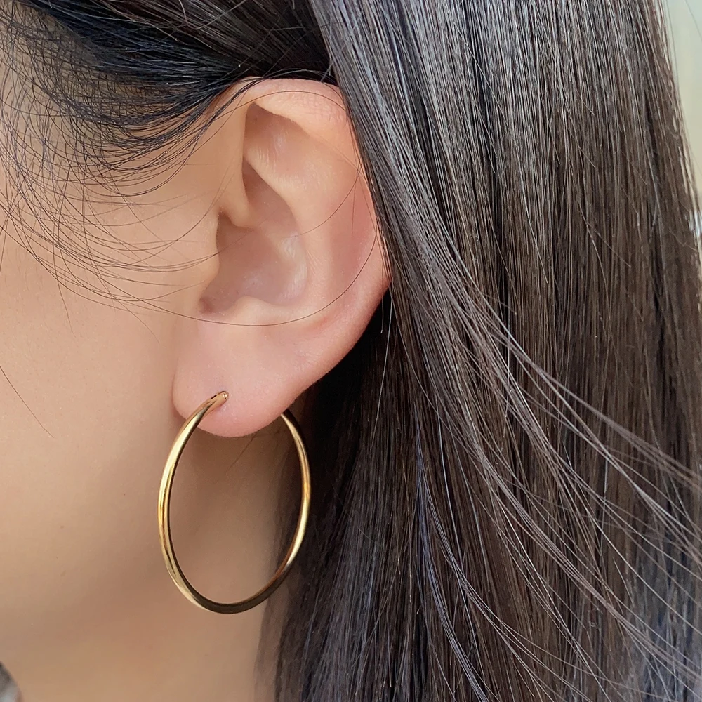 Fashion Stainless Steel Oversized Big Hoop Earrings For Women Basketball Brincos Large Round Circle Earrings Hoops Punk Jewelry