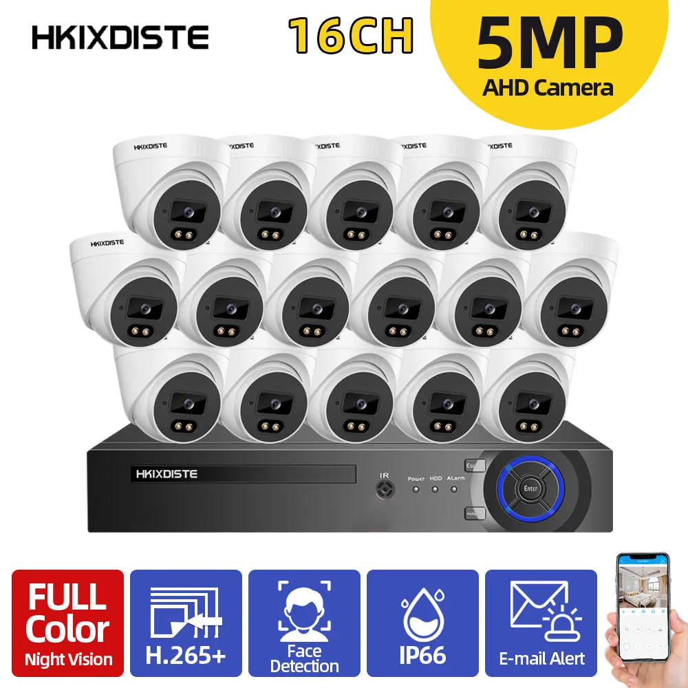 

5MP 16CH DVR Camera Video Surveillance System Kit indoor Color Night Vision CCTV Monitoring Security Camera System Set 8 Channel