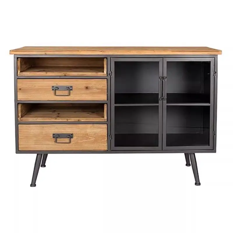 American creative locker, industrial style retro wrought iron side cabinet, solid wood old