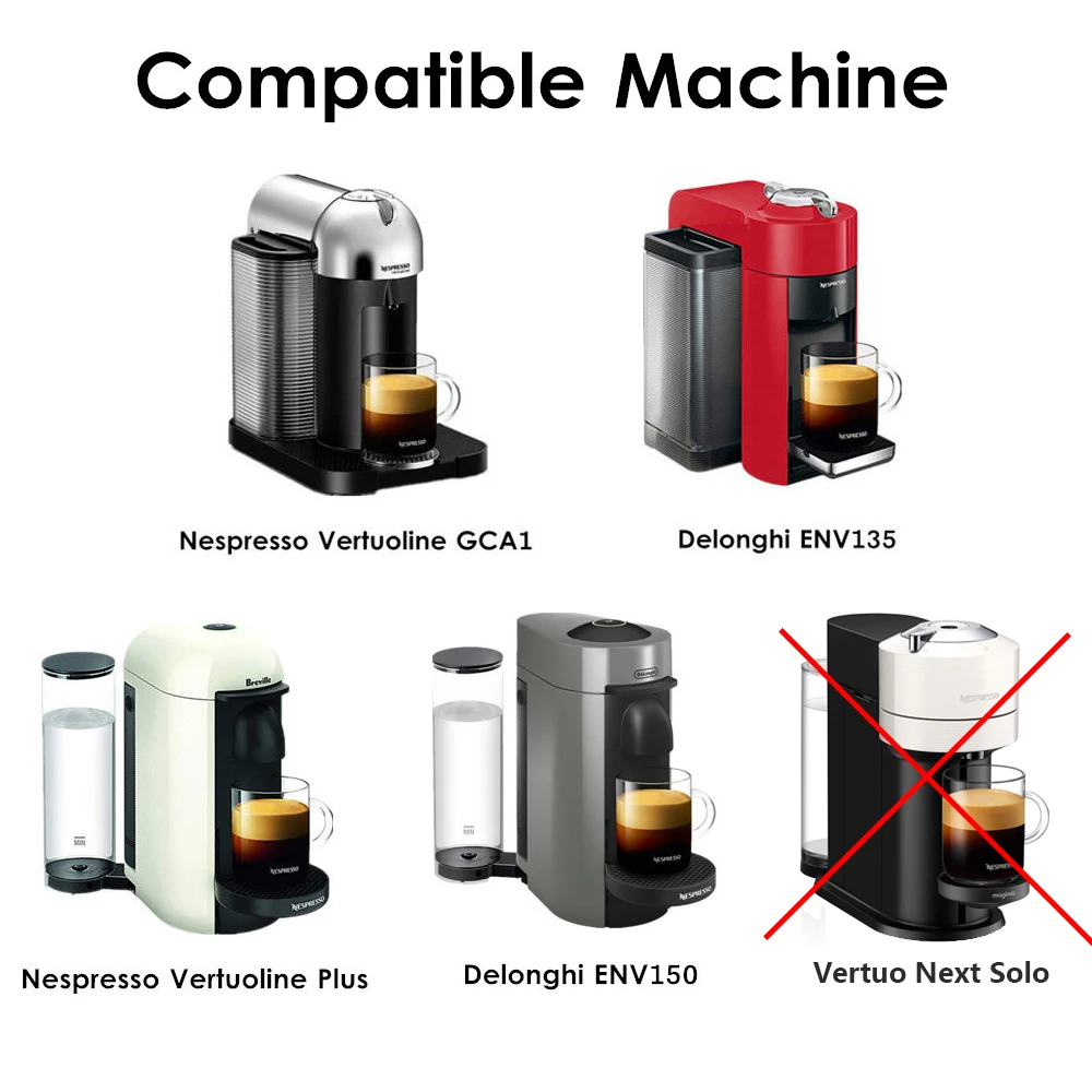 RECAFIMIL Crema Refillable Coffee Capsule Pod  for Nespresso Vertuoline Plus & Delonghi ENV150 Stainless Steel Coffee Filter