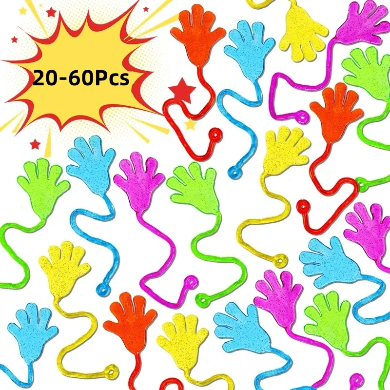 

20-60Pcs Funny Sticky Hands Kids Toys Children Birthday Party Favors Sports Toys Kids Elastic Palm Shower Gift Bag Prizes