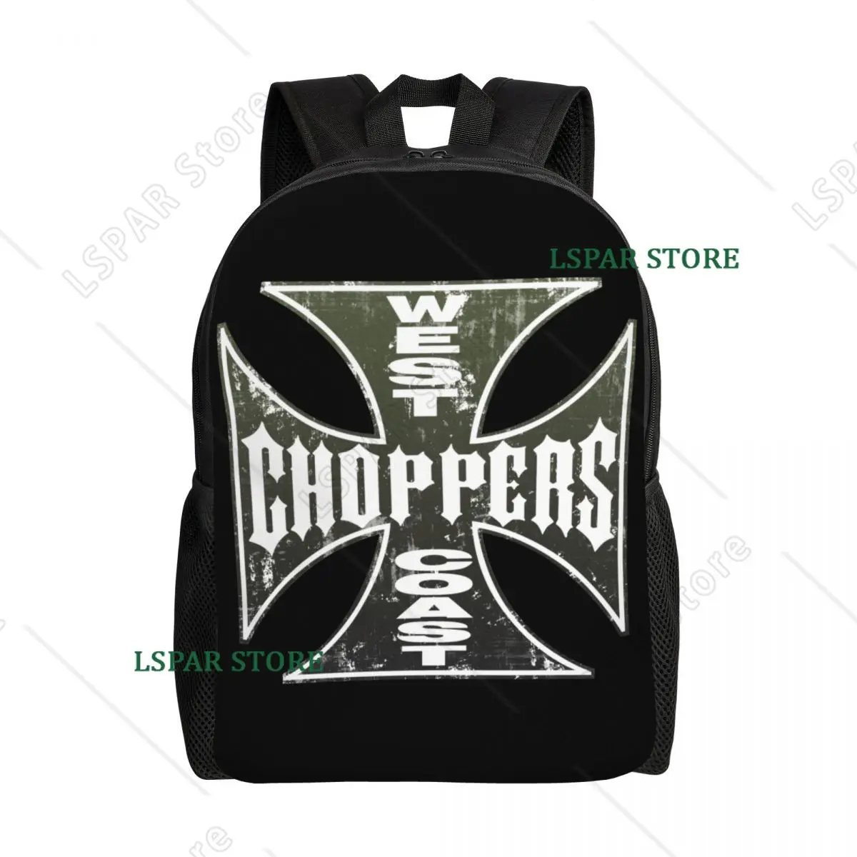 West Coast Iron Cross Choppers Travel Backpack Women Men School Laptop Bookbag College Student Daypack Bags