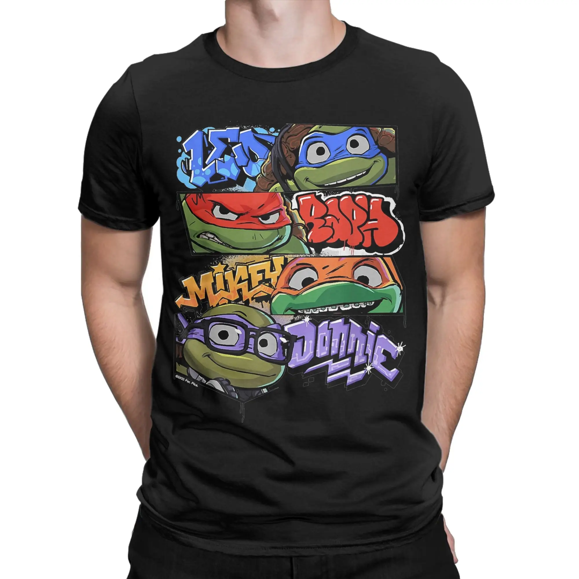 TMNT T-Turtles Mayhem Graffiti Names T-Shirts Men Women Awesome 100% Cotton Tees Round Collar Short Sleeve T Shirts