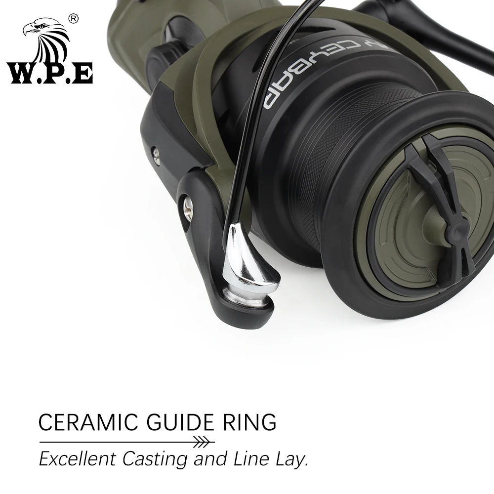 W.P.E AC Spinning Reel 5000/6000 Ball Bearings 7+1 High Gear Ratio 5.1:1 Carp Feeder Fishing Reel Full Matel Line Spool Tackle