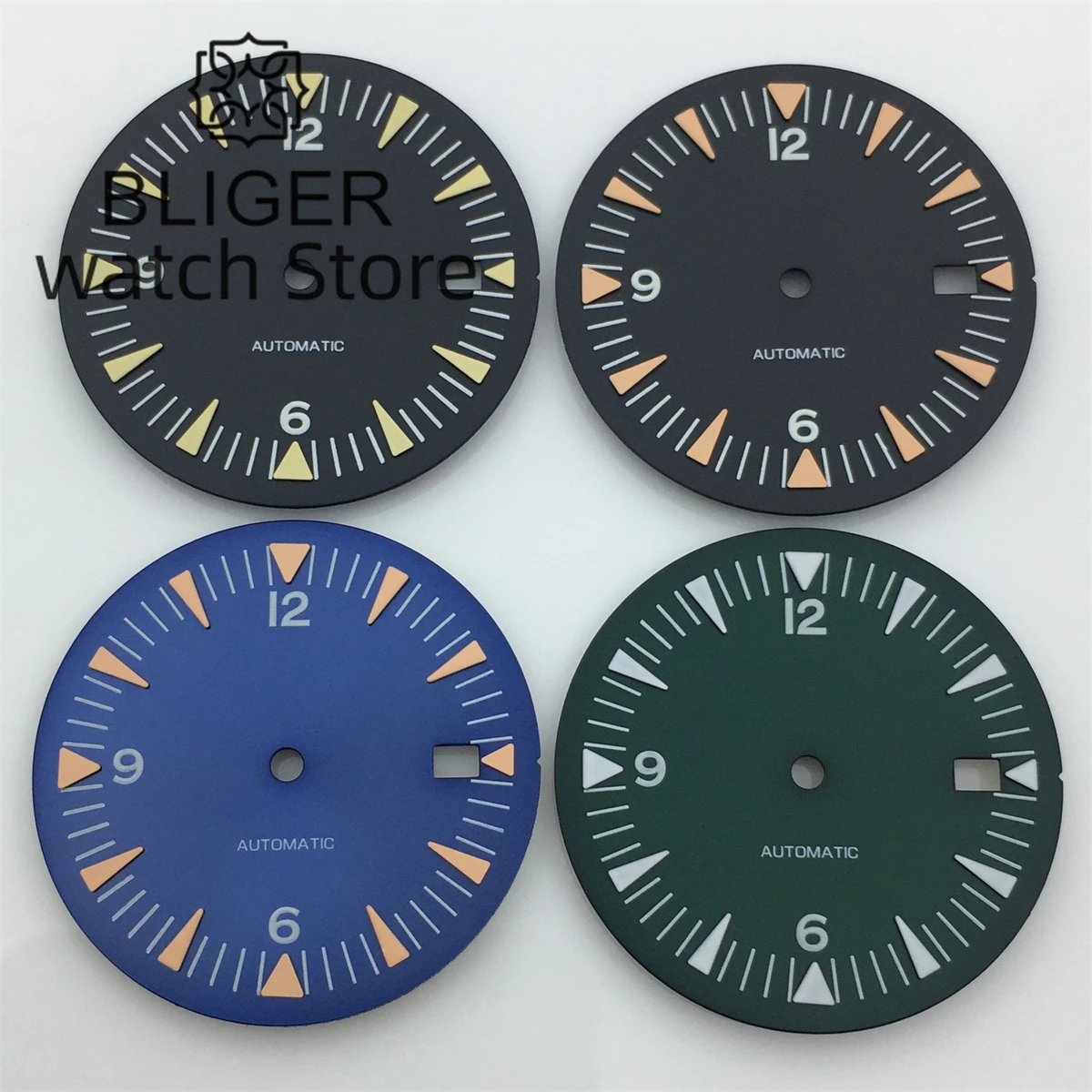 BLIGER modified NH35 movement 32mm dial green luminous aseptic high quality dial to fit NH35 36 movement watch accessories