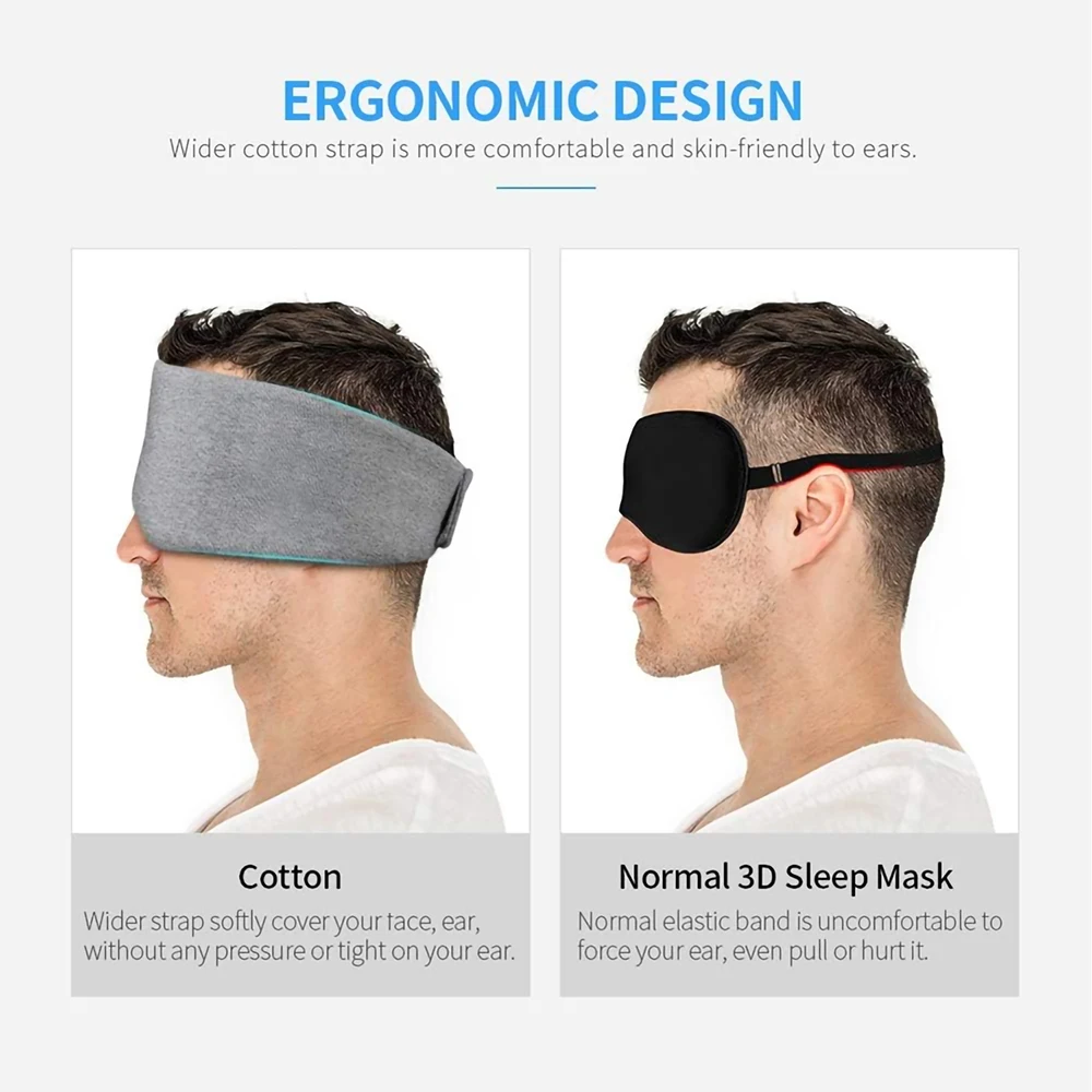 Maschera per dormire in cotone oscurante al 100% Maschera per gli occhi morbida e traspirante con benda leggera di grandi dimensioni per dormire Copertura per gli occhi Lato dorme