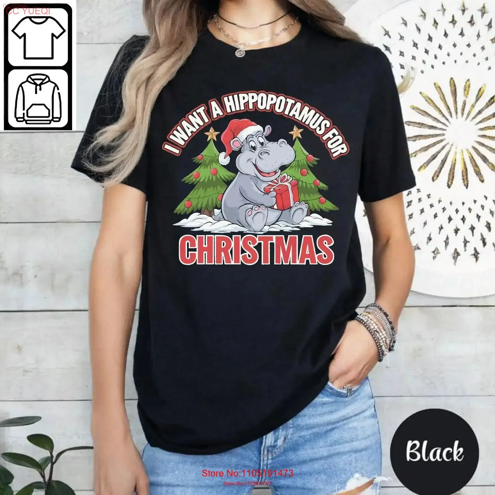 

Забавный бегемот с цитатой, я хочу на Рождество, подарок, крутая семейная рубашка для рождественской вечеринки, винтажная стираная универсальная уличная одежда