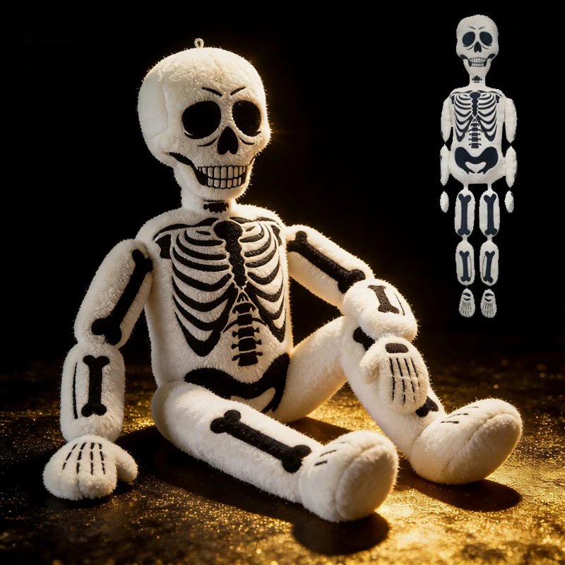 

40x140CM Big Size Simulation Skull Plush Toy Spectacular Human White Bones Skull Plushie Pillow Doll Stuffed Gifts Decoration