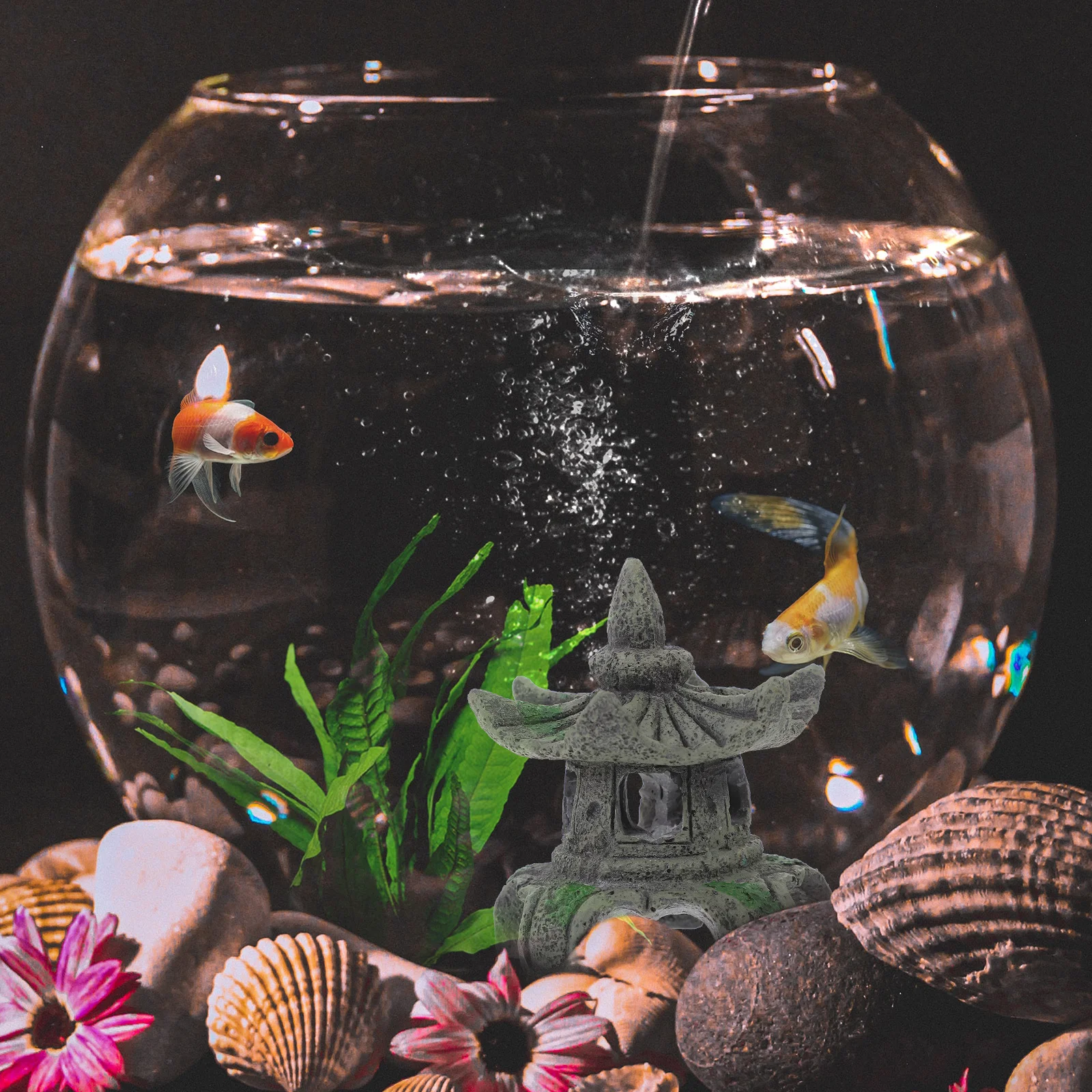 

Fish Tank Resin Statue Chinese Style Pavilion Adornment Aquarium Ornament Exquisite Workmanship Natural Scenery for