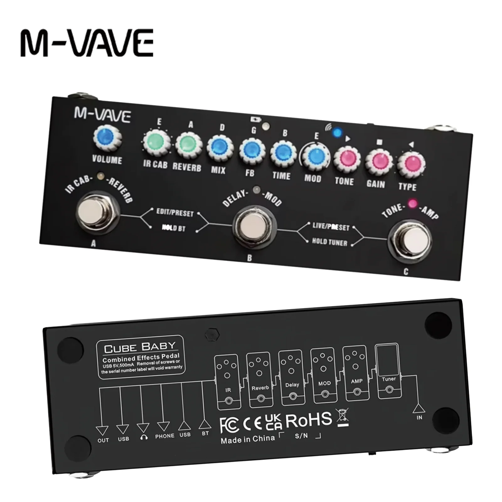 دواسة M-VAVE Cube BABY Bass/AC Sim - قابلة لإعادة الشحن على مدار 24 ساعة | 8 خزائن تعمل بالأشعة تحت الحمراء وتحكم DAW #1