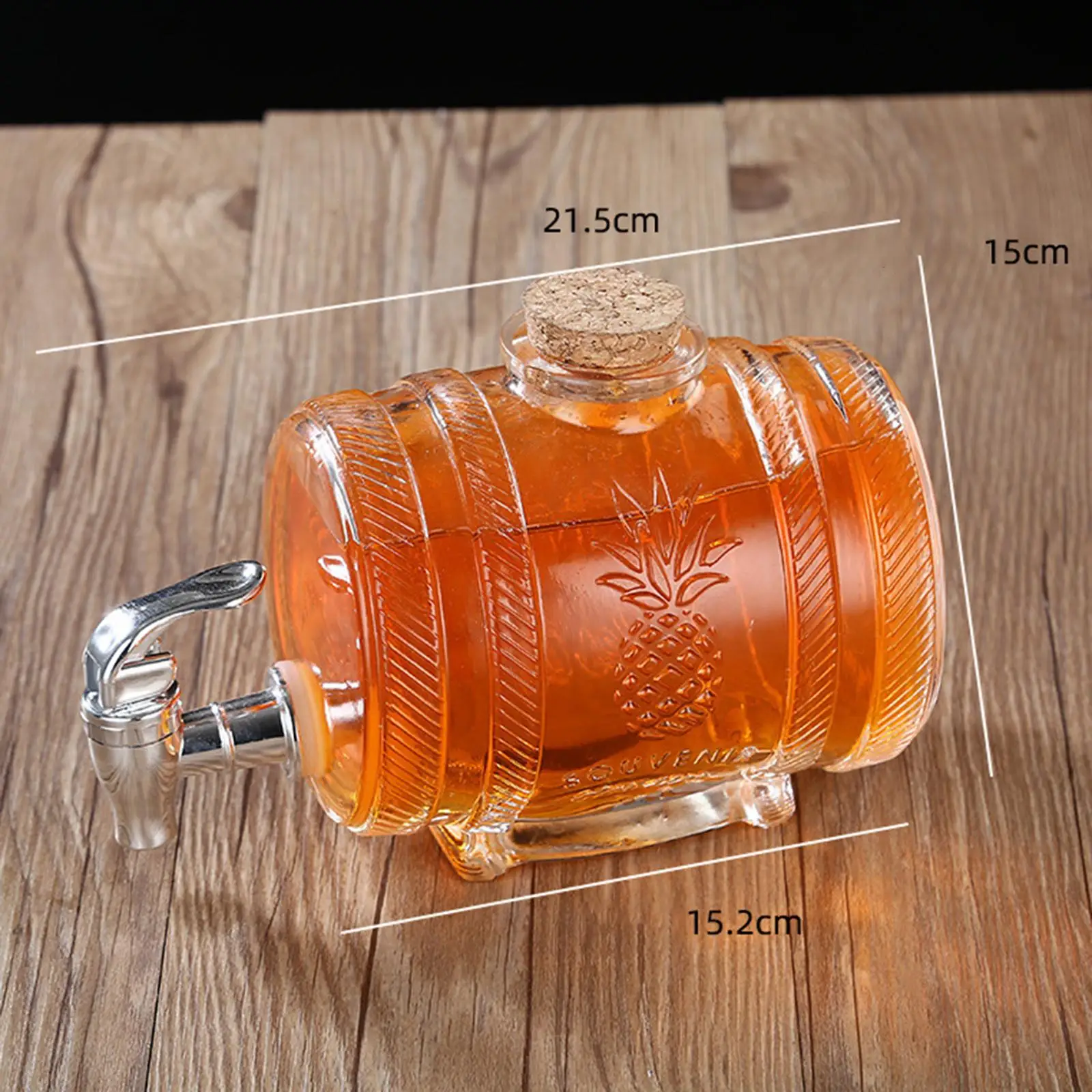 Premium Glass Barrel Dispenser with Cork Stopper Home Use Glassware for Beer Wine and Spirits view 4