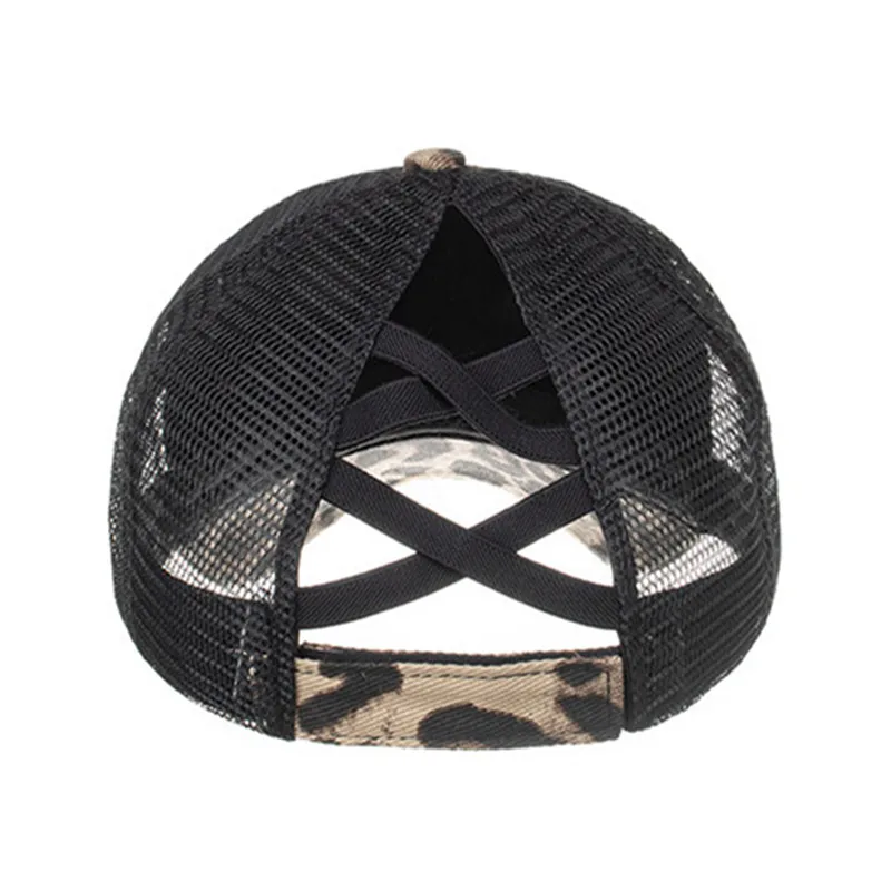 Casquette à rabat pour femme, chapeaux d\'été, queue de cheval, baseball, personnalité, imprimé léopard, maille respirante, golf, camping, fête