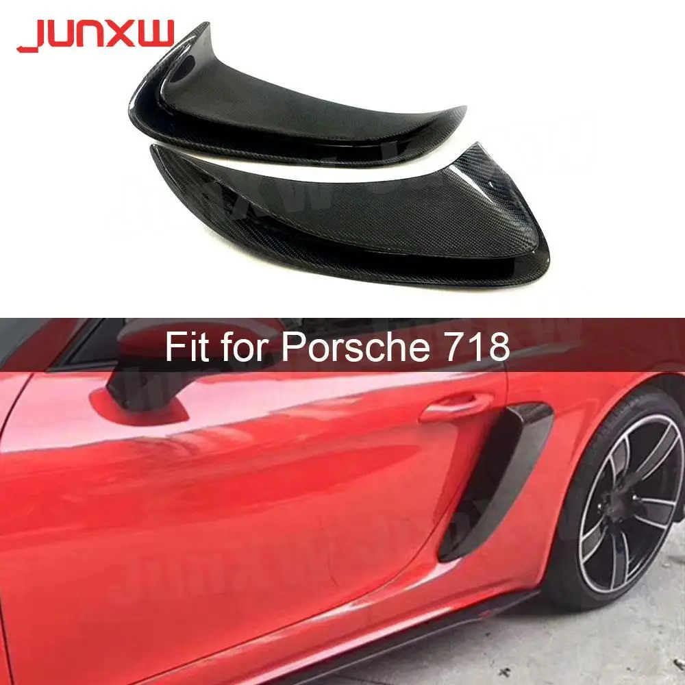 

Carbon Fiber Side Fender Air Vents Trims Frame Decoration Cover fit for Porsche 718 Cayman Boxster Base S Coupe 2016-2019