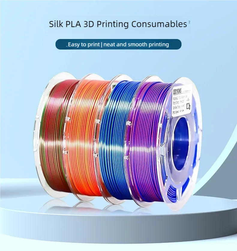 1 kg 3D-Drucker-Seidenfilament 1,75 mm, mehrfarbig, seidenartige Textur, glatter Farbverlaufseffekt, PLA-Material, FDM-Drucker-Verbrauchsmaterial – Detail 1