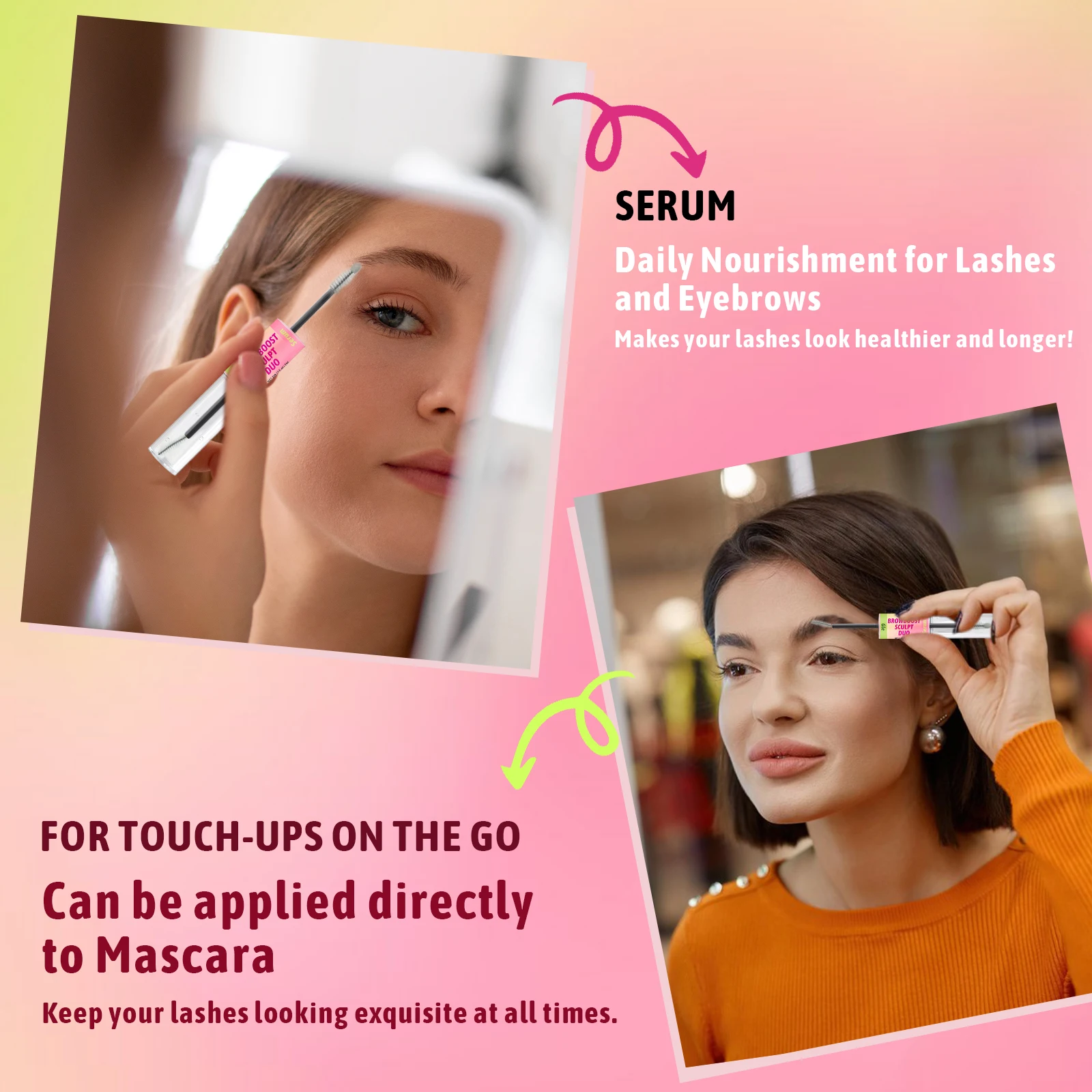 2 pièces, lotion nourrissante qui favorise la croissance des sourcils et des cils, allonge rapidement les sourcils et les cils, avec du gel