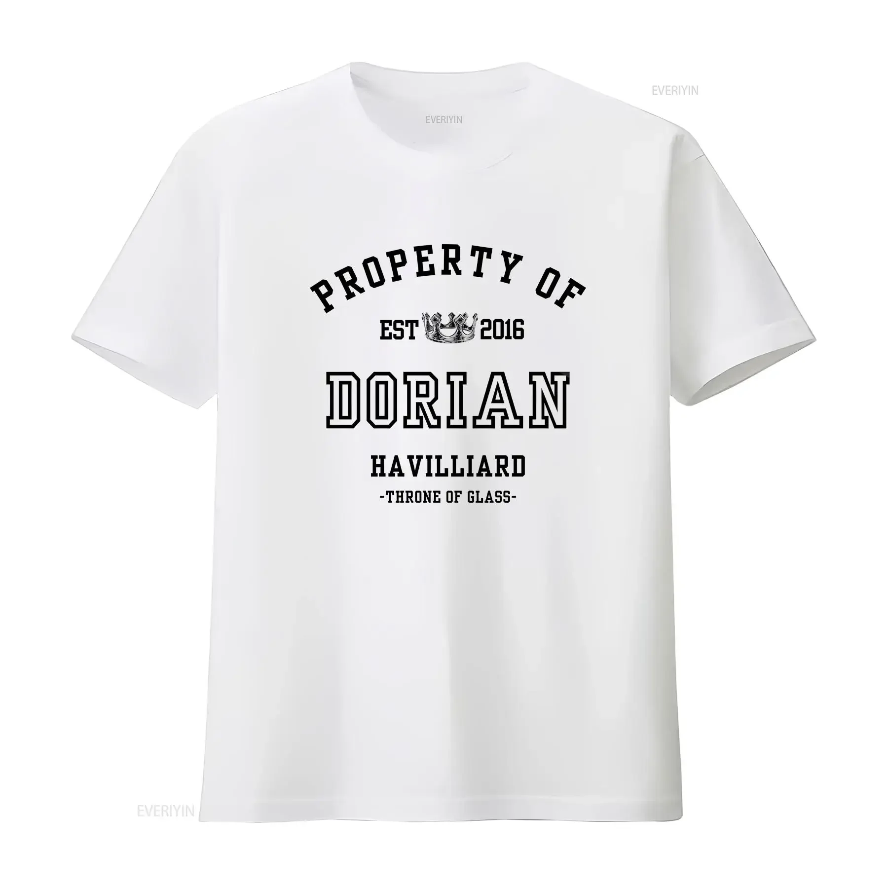 Throne of Glass Property Dorian Havilliard Collegiate White T shirt Maasiverse Merch Classic Crewneck vintage Washed fashion