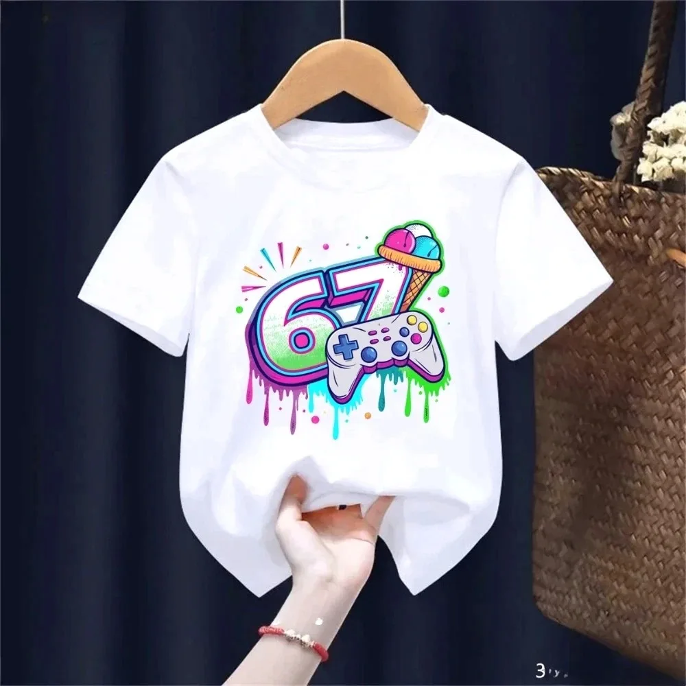 Summer Game Six Seven 67 Printed Children's T Shirt Summer Casual Girls Boys Short Sleeve Shirt Fun Fashion Kids Clothes Tee Top