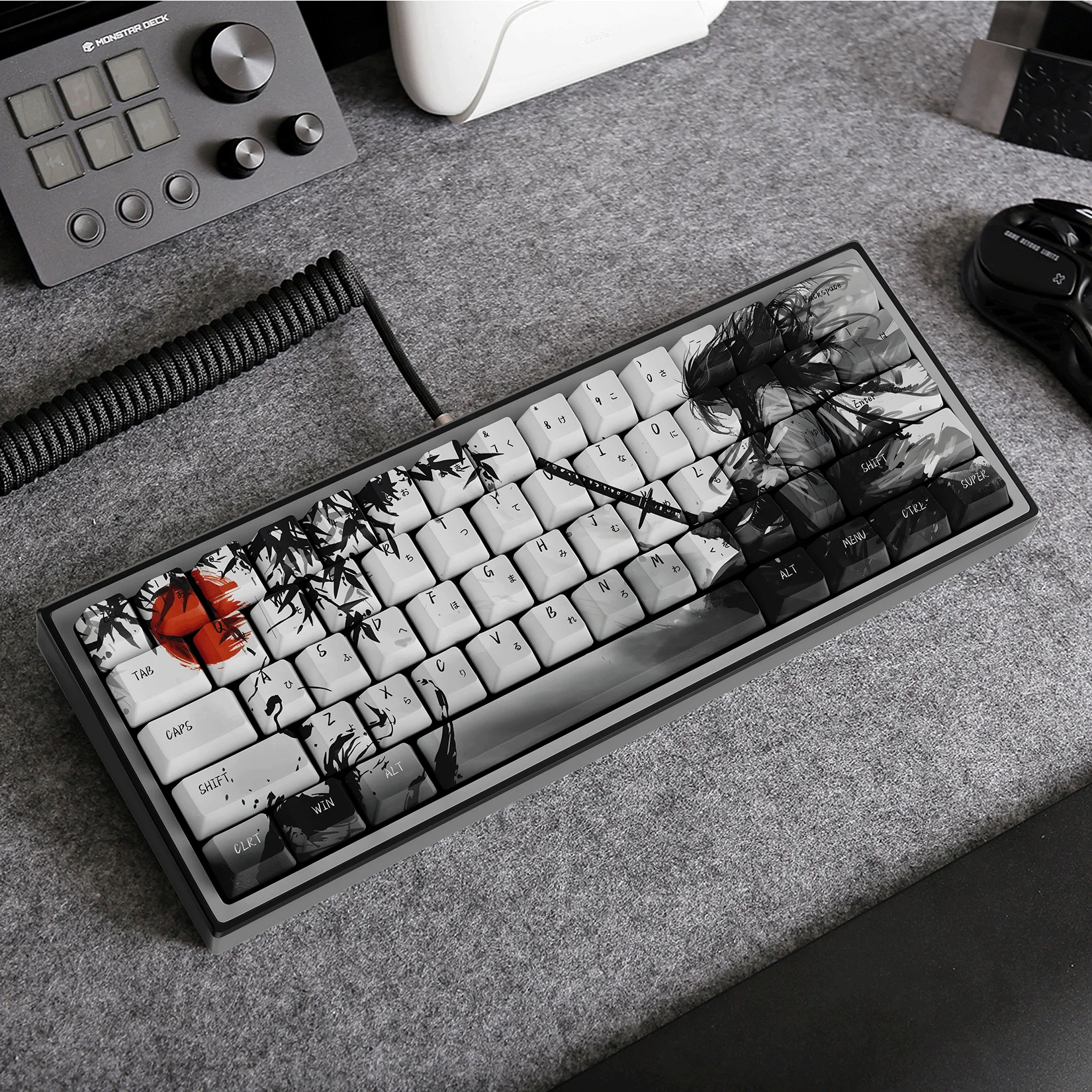 Japanese Sword's Trace in The Ink-Wash Dusk Keycaps Cherry PBT Dye-Sub Game Custom Key Caps for Mechanical Keyboard Mad60 68 87