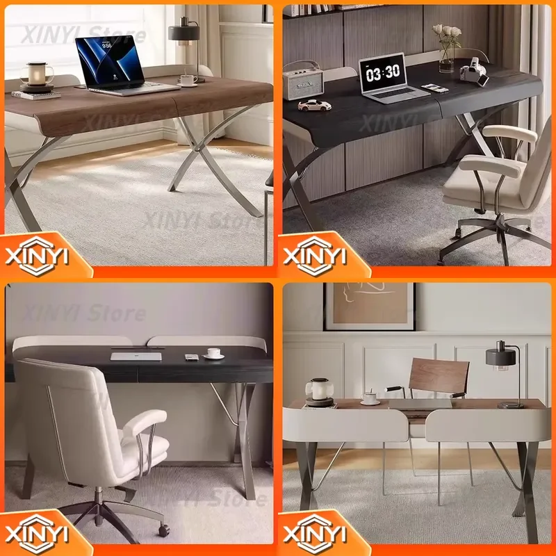 Solid Wood Desk for Italian Minimalist Home Study Walnut Veneer Modern Light Luxury Computer Desk