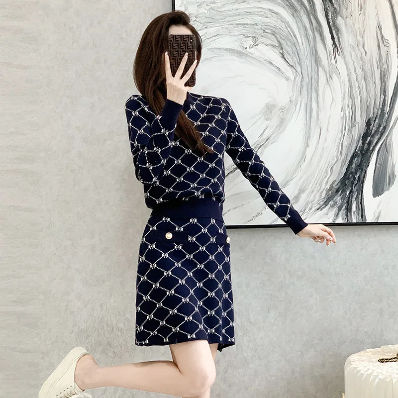 Autumn Dresses Set For Women Long Sleeved Sweet Temperament Commuting O-Neck Pullover Dress